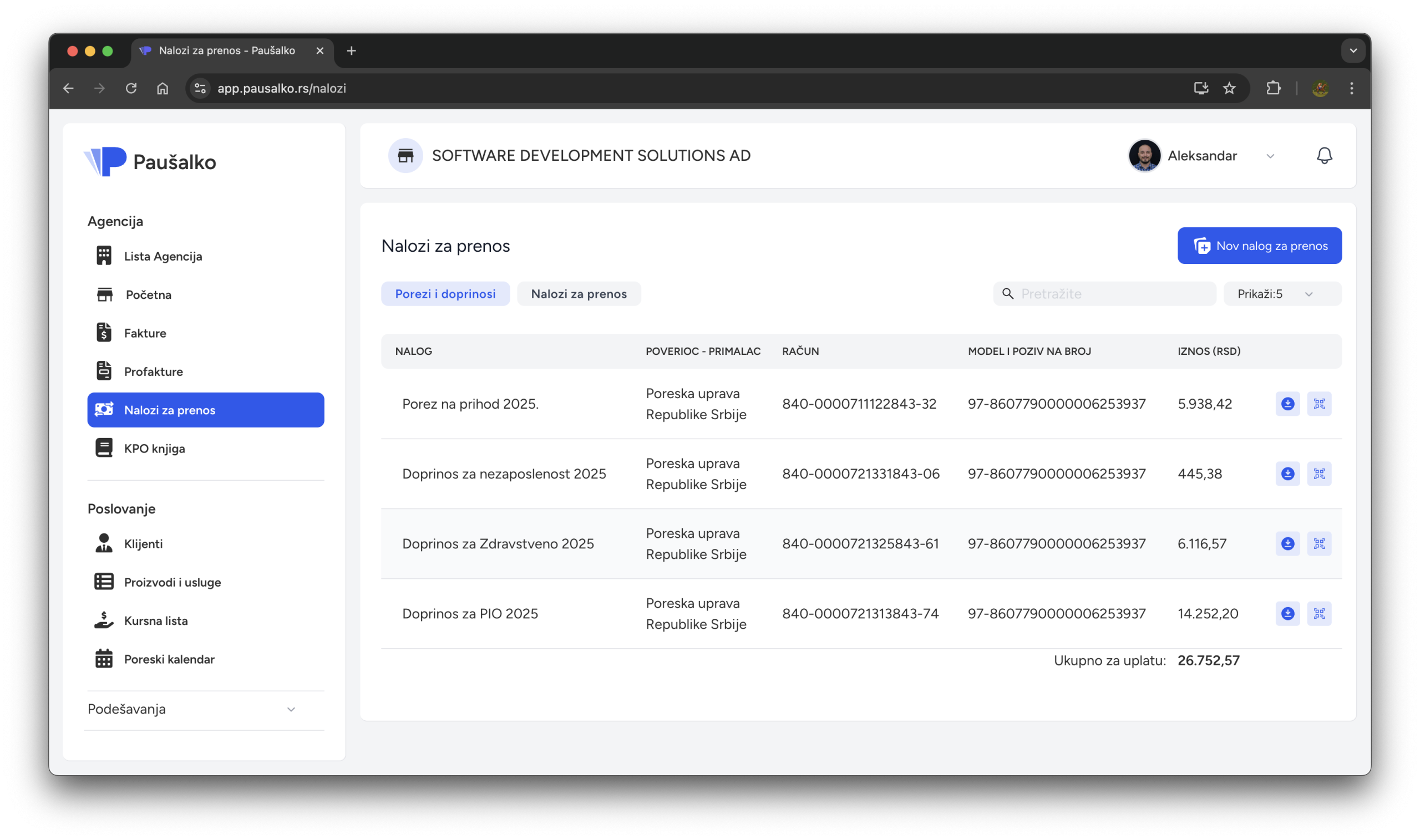 Nalozi za plaćanje poreza